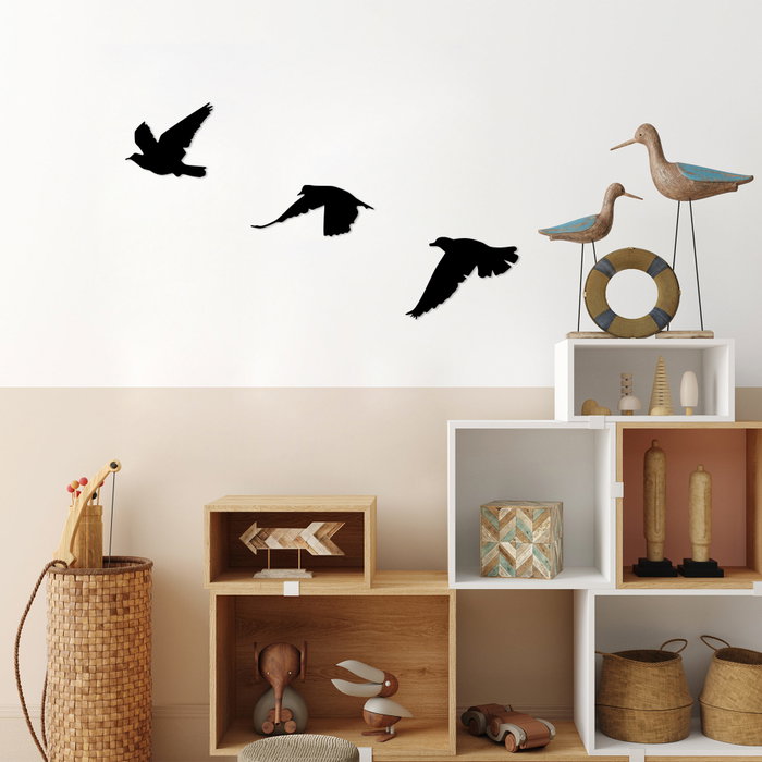 Wallity Accesorio Decorativo de Pared de Metal Negro 477 | Elegante y Moderno para Hogar | 15x13cm, 21x9cm, 20x14cm